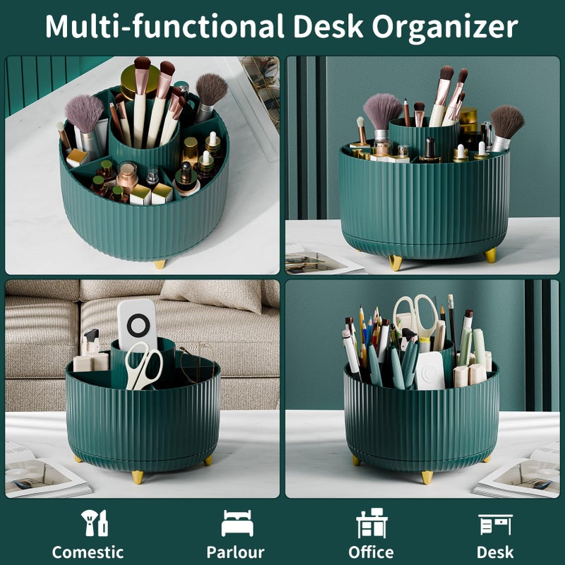 fanado 360 Rotate Makeup Brush Holder Organizer, Makeup Organizers Countertop, Makeup organization and Skincare Storage for Vanity, Desktop, Bathroom (Green) - Image 3